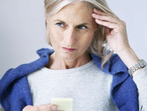 A woman struggling with her memory